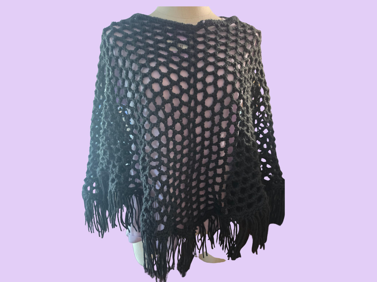 crochet 4-point mesh poncho