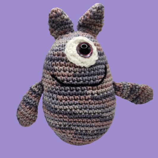 crochet one-eyed monster stuffie