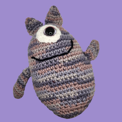 crochet one-eyed monster stuffie