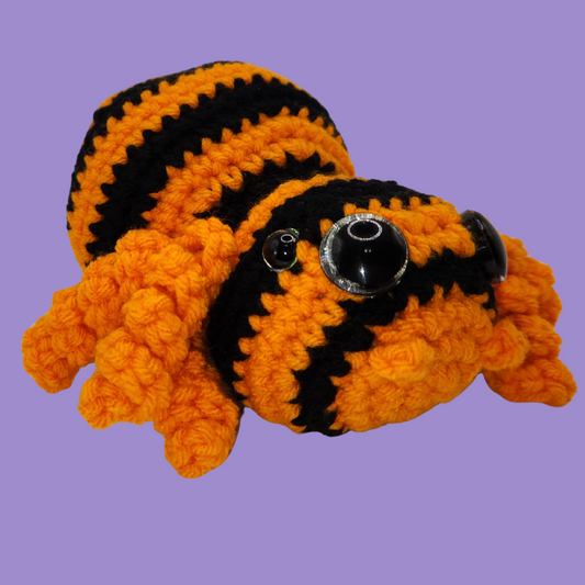 crochet pumpkin spider stuffie