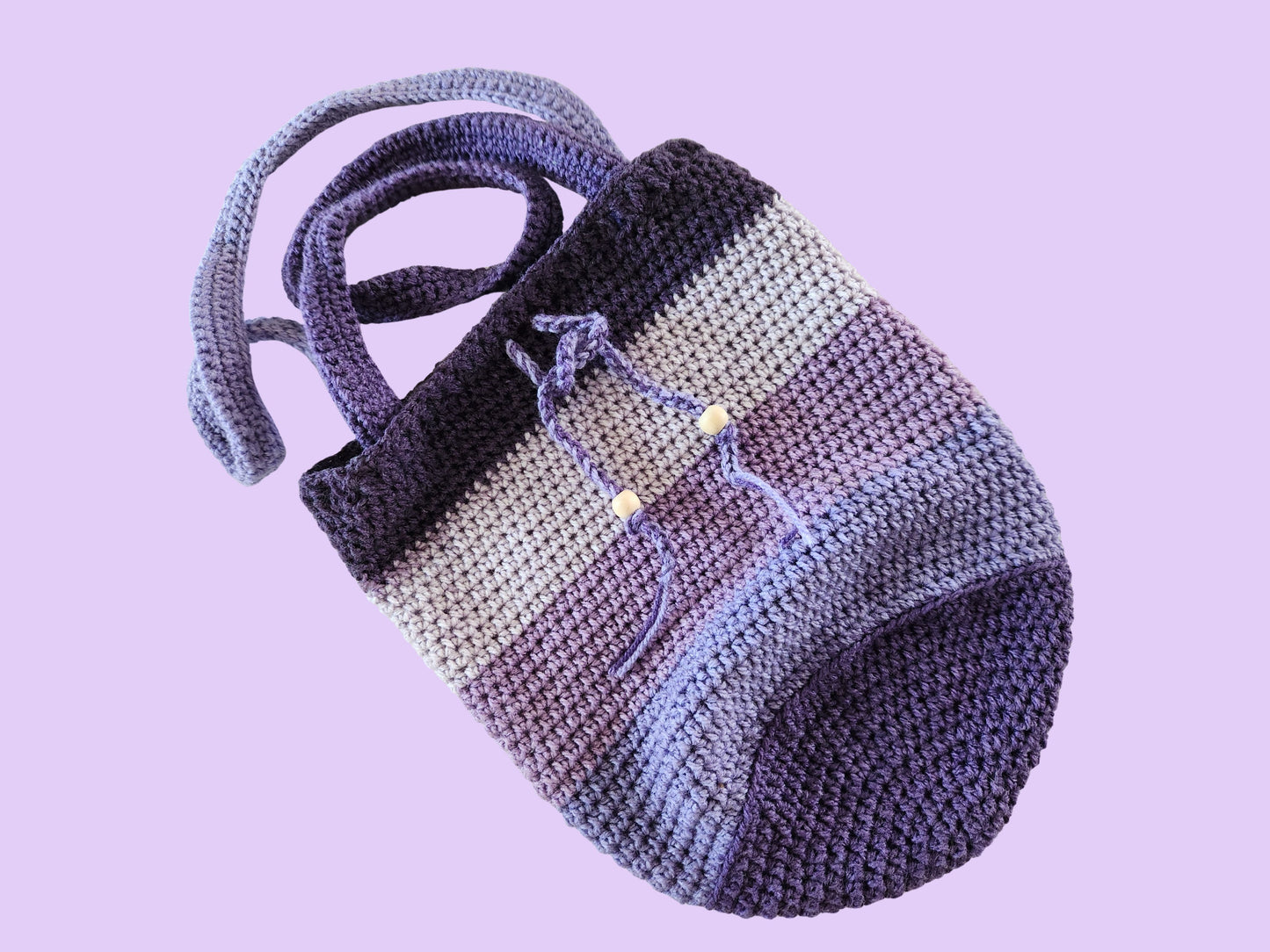crochet purple stripes tote bag