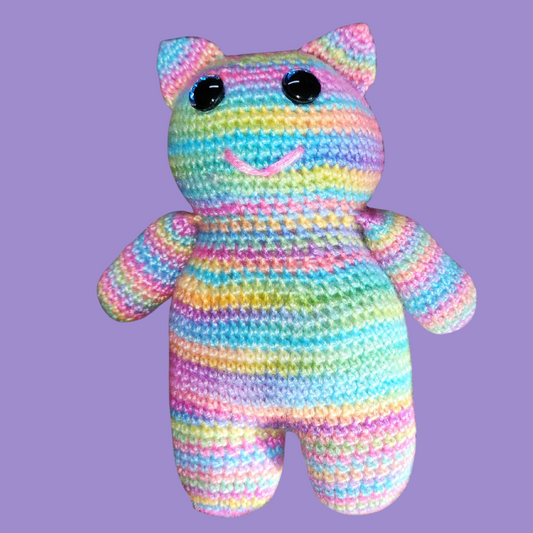 crochet rainbow cat stuffie