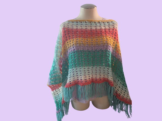 crochet retangle granny poncho
