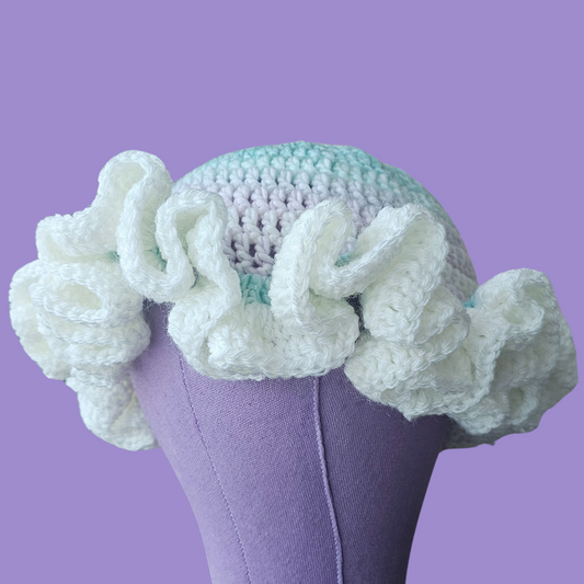 crochet ruffle bucket hat
