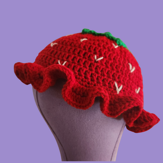 crochet strawberry bucket hat