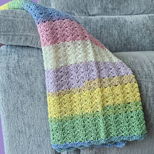 crochet scallop stripe throw