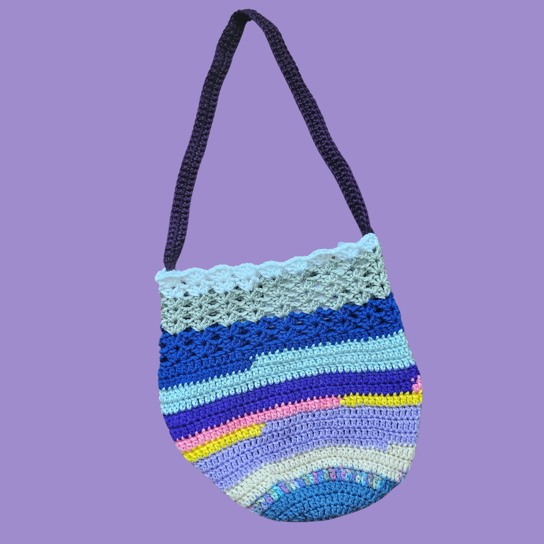 crochet scrappy bucket bag