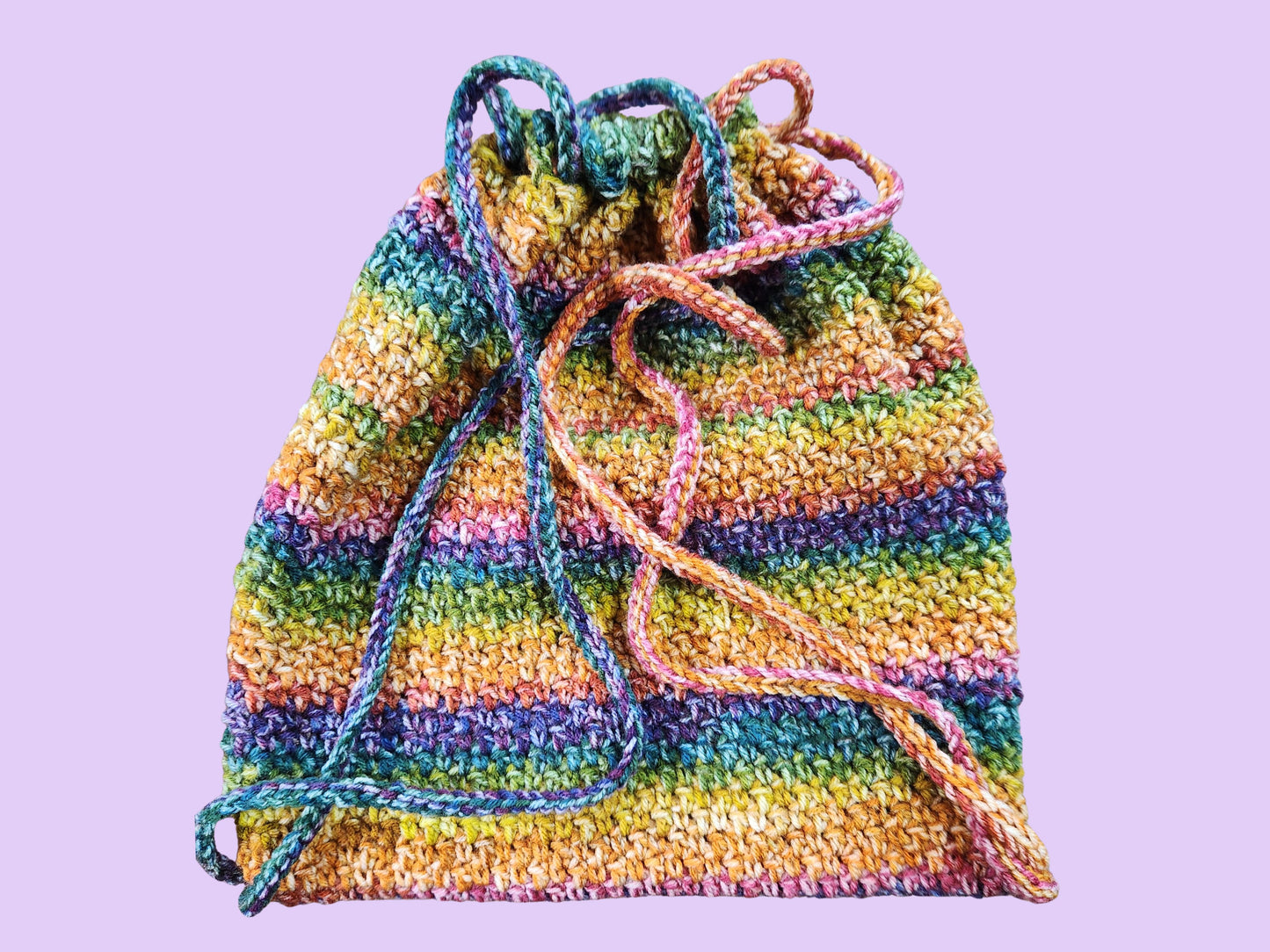 crochet rainbow sling backpack