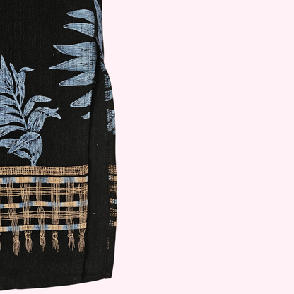 teddi black plant print midi skirt