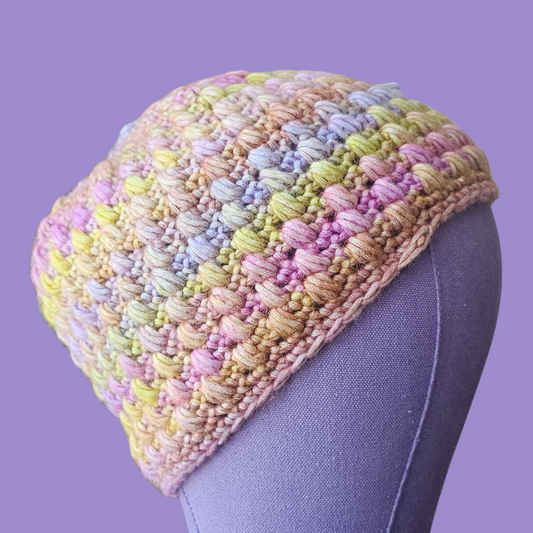 crochet string of pearls beanie