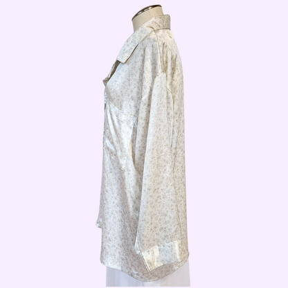 fantasies by morgan taylor ivory & blue floral button down