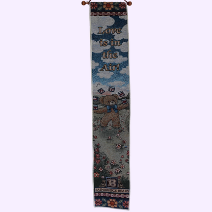 "love is in the air" bear tapestry banner