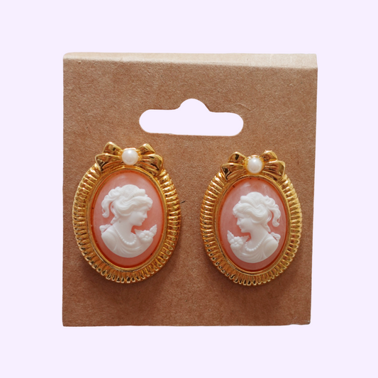 avon cameo gold tone earrings