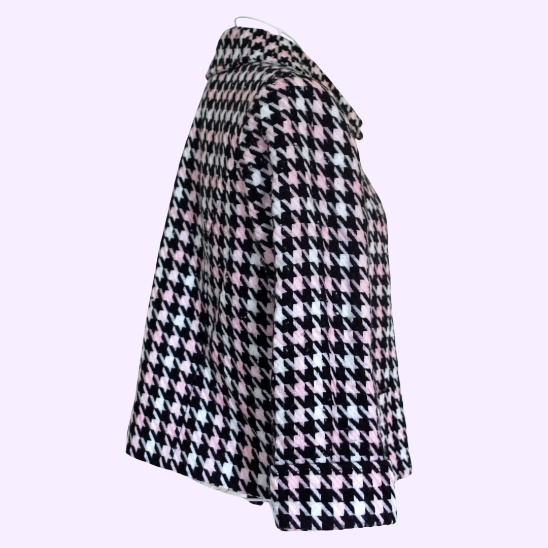 black white & pink hounds tooth petite jacket