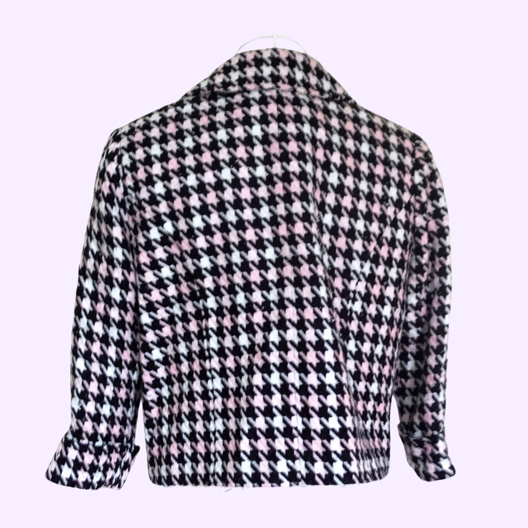 black white & pink hounds tooth petite jacket