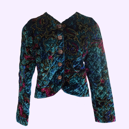 multicolor quilted velvet jacket