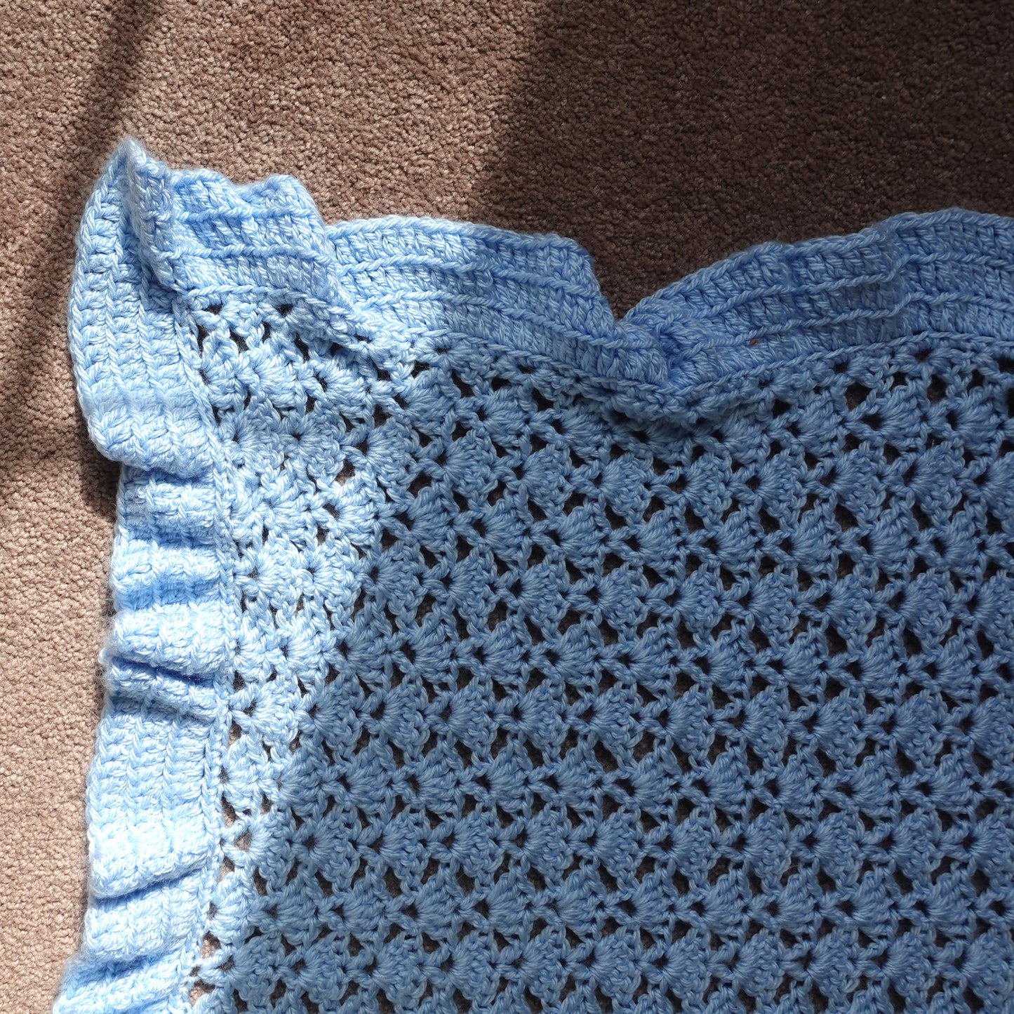 handmade pastel baby blue crochet blanket