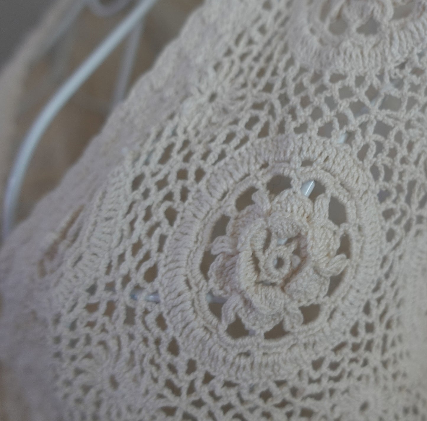 ivory 100% cotton flower crochet cardigan