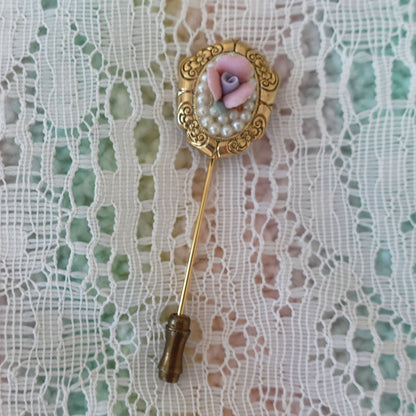 floral & pearl  stick pin