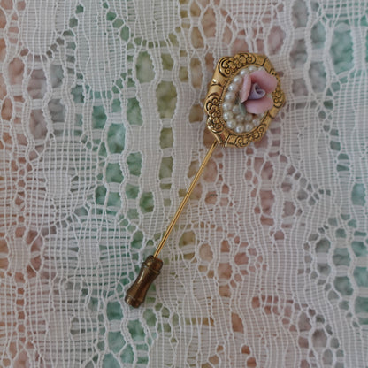 floral & pearl  stick pin