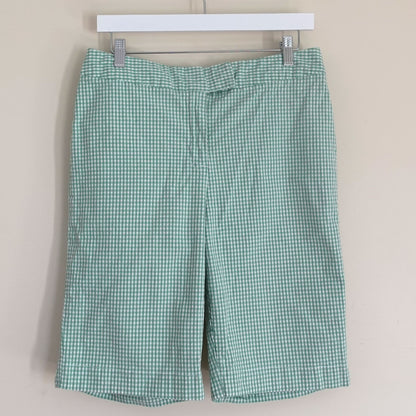 green gingham shorts