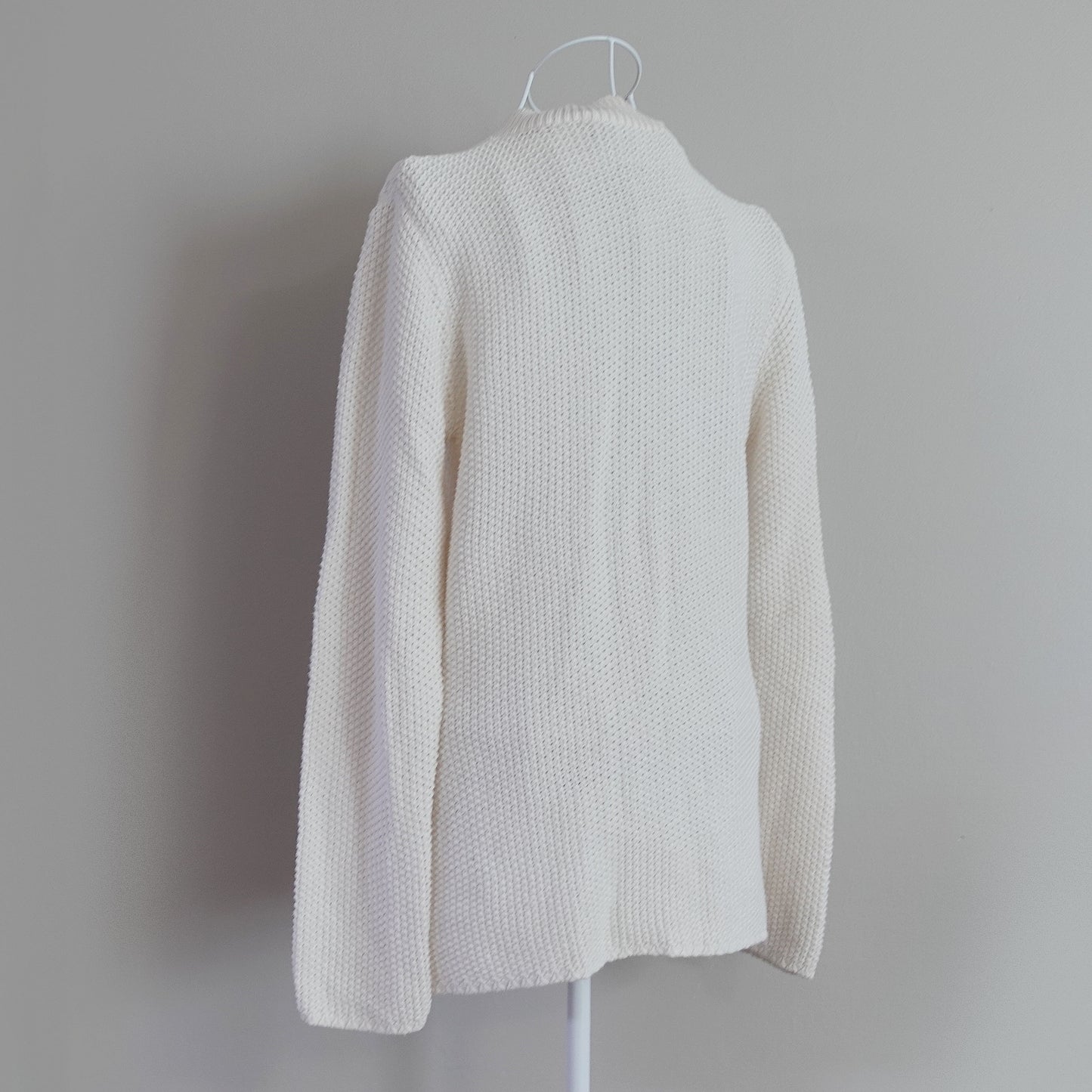 off white long sleeve cable knit sweater