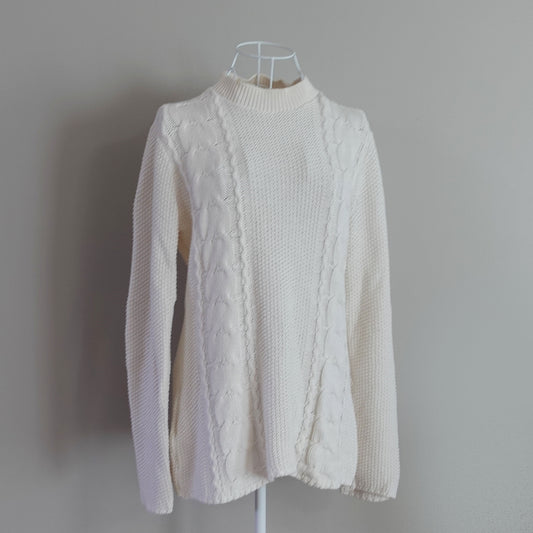 ivory long sleeve cable knit sweater