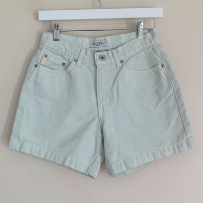 pastel mint high waisted denim shorts