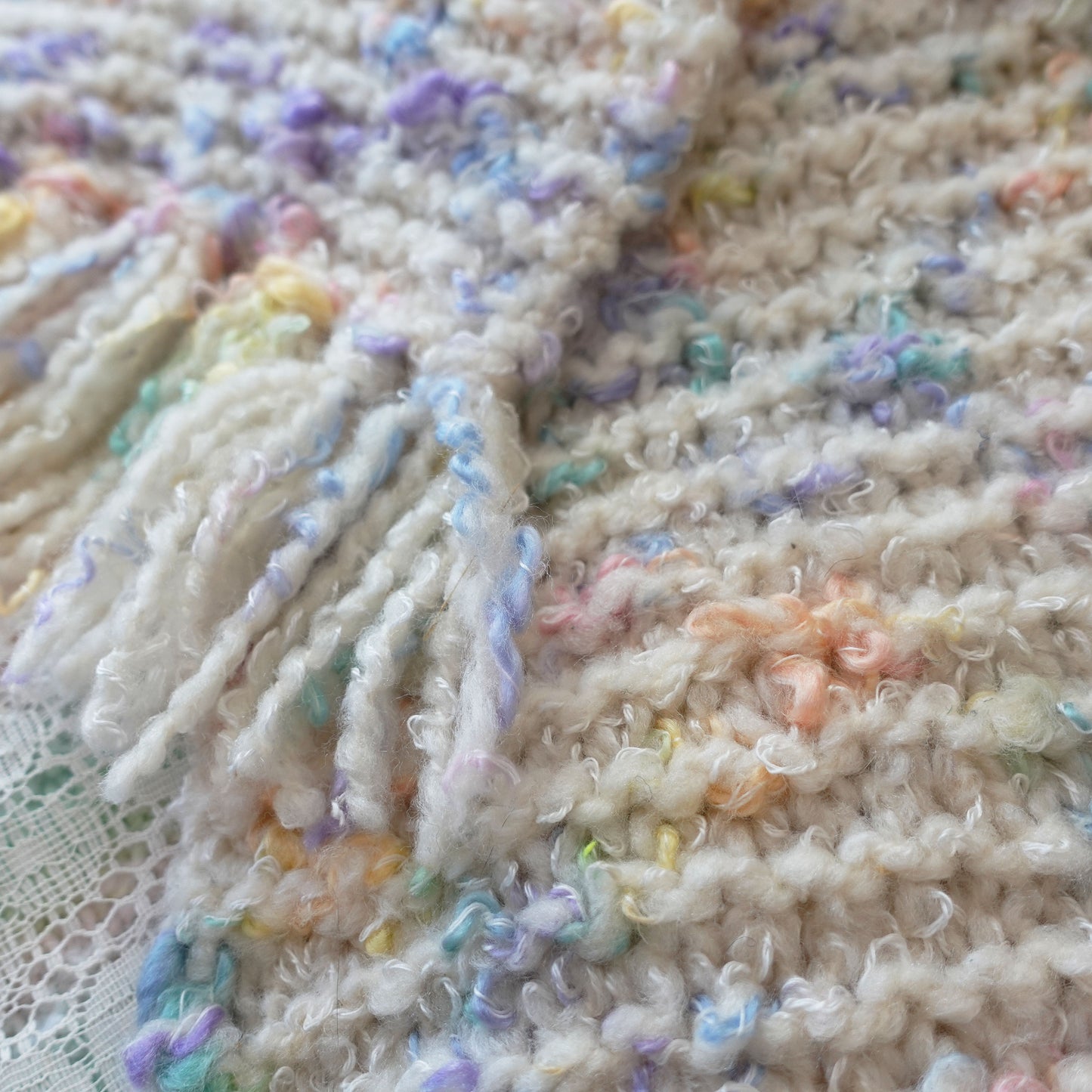 pastel handmade knitted scarf