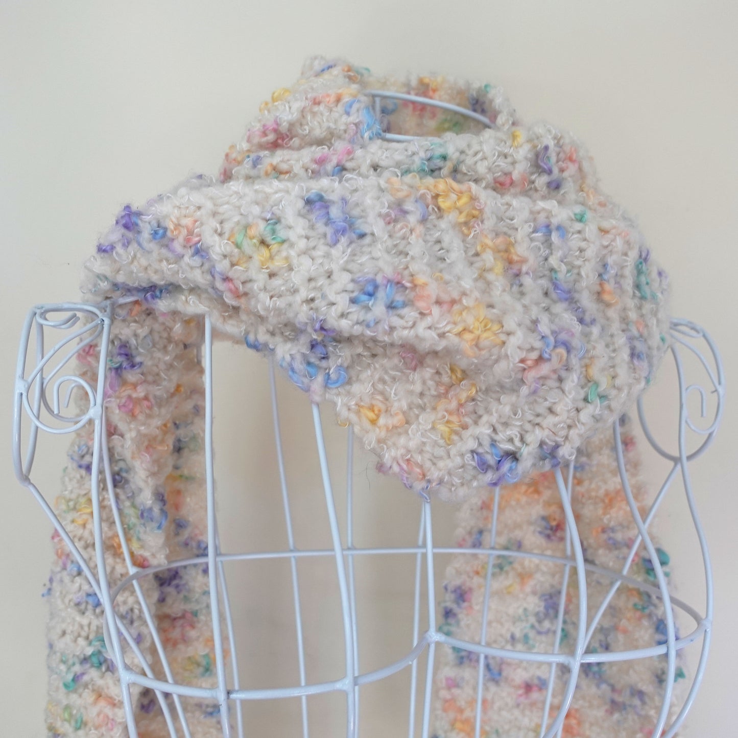 pastel handmade knitted scarf