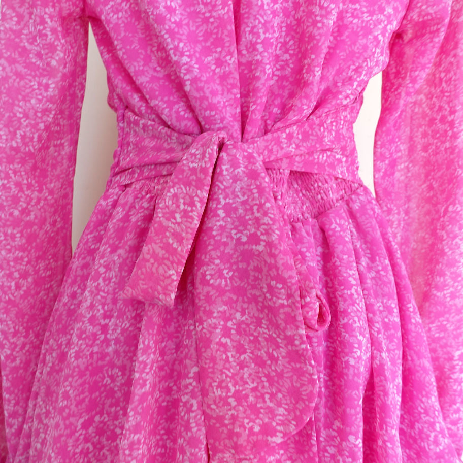 pink ruffled mini dress