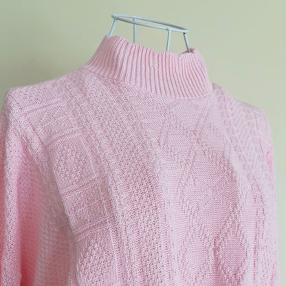 pink long sleeve knit sweater