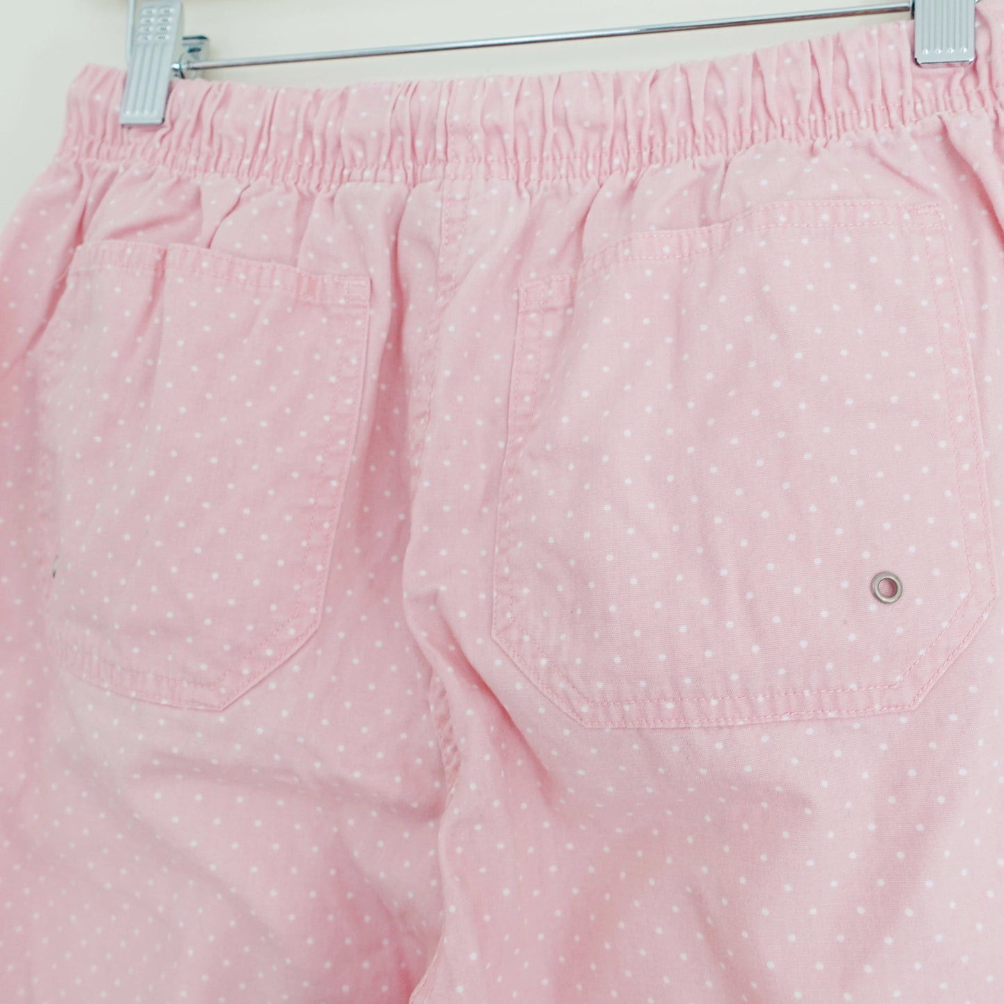 pink polka dot capri pants