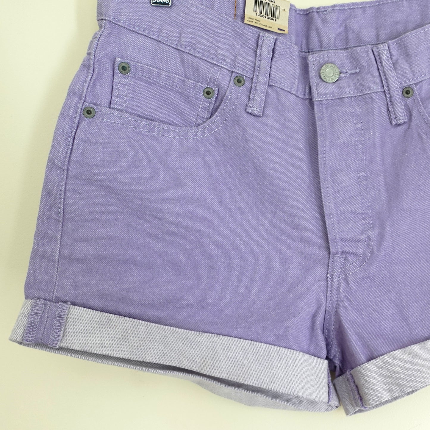 pastel purple denim shorts