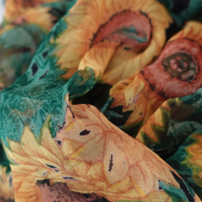 sheer sunflower printed scarf