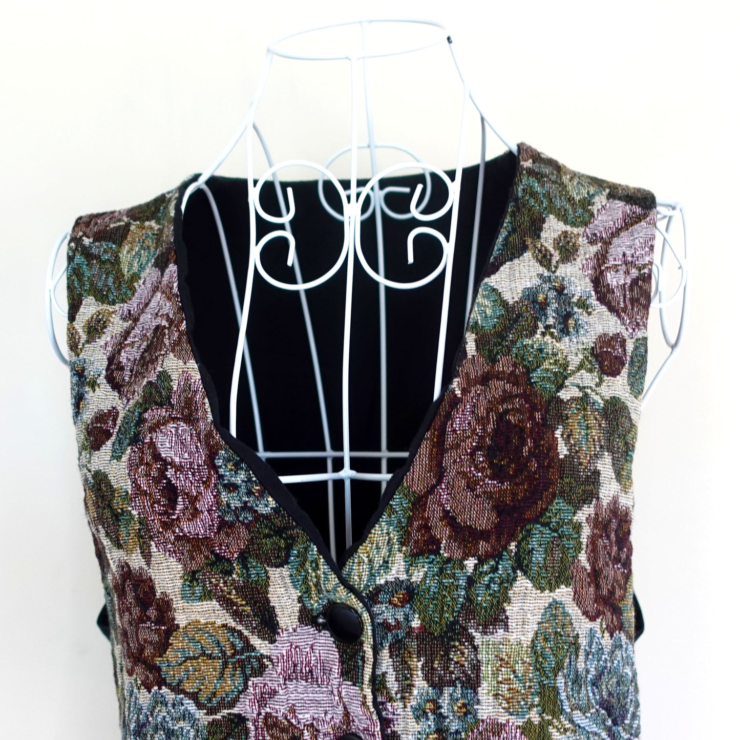 multicolor floral tapestry vest