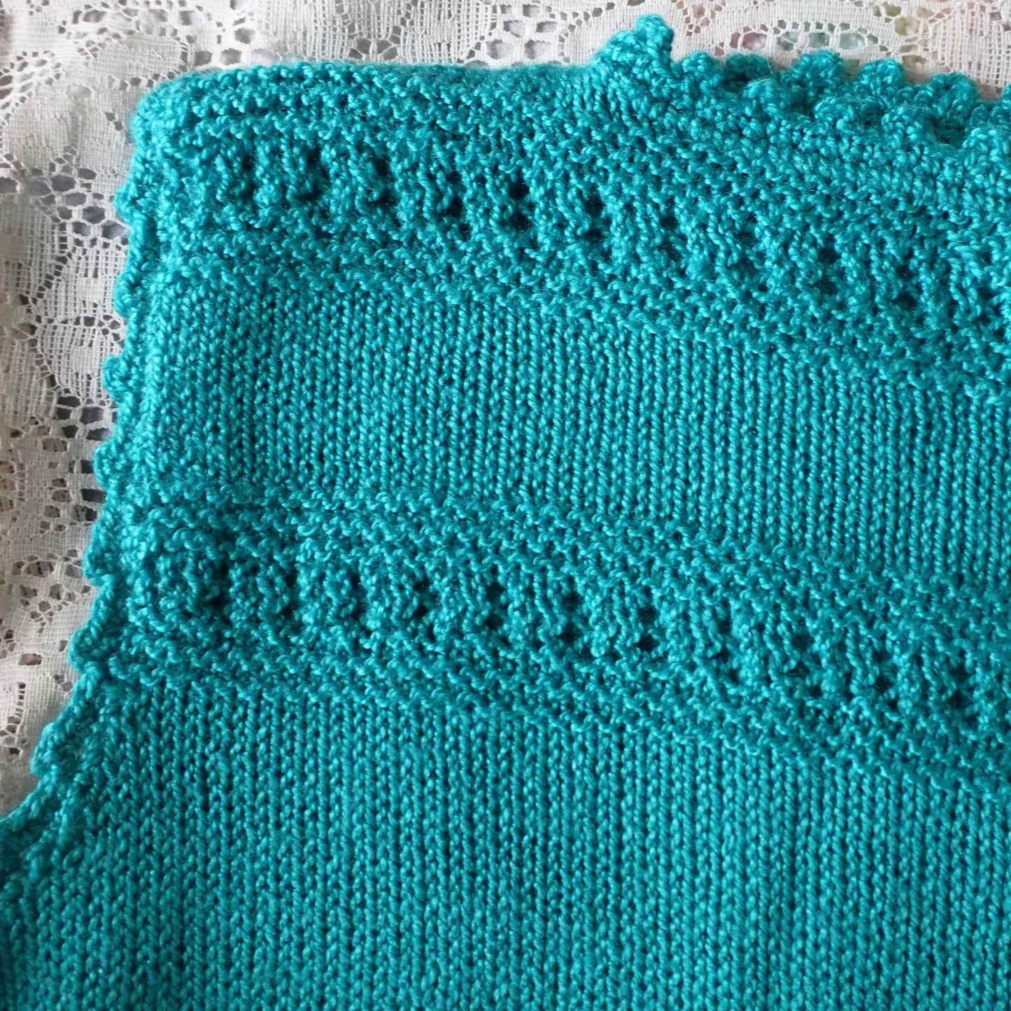 handmade knit teal sweater vest