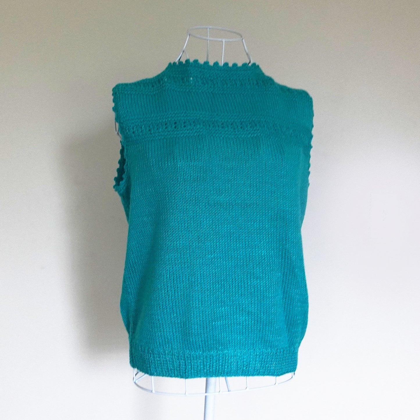 handmade knit teal sweater vest
